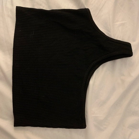 Black one shoulder crop top - Picture 2 of 3